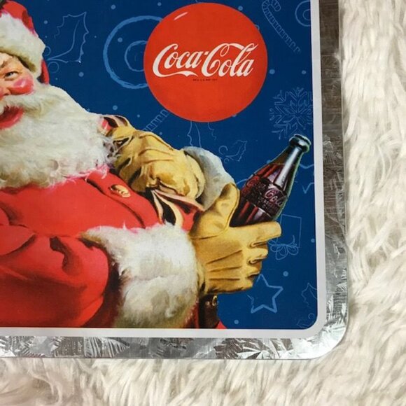 Set of 3 Vintage Coca-Cola Jolly Santa and Coca-Cola Tin Trivet Wall Plaque - Picture 4 of 14